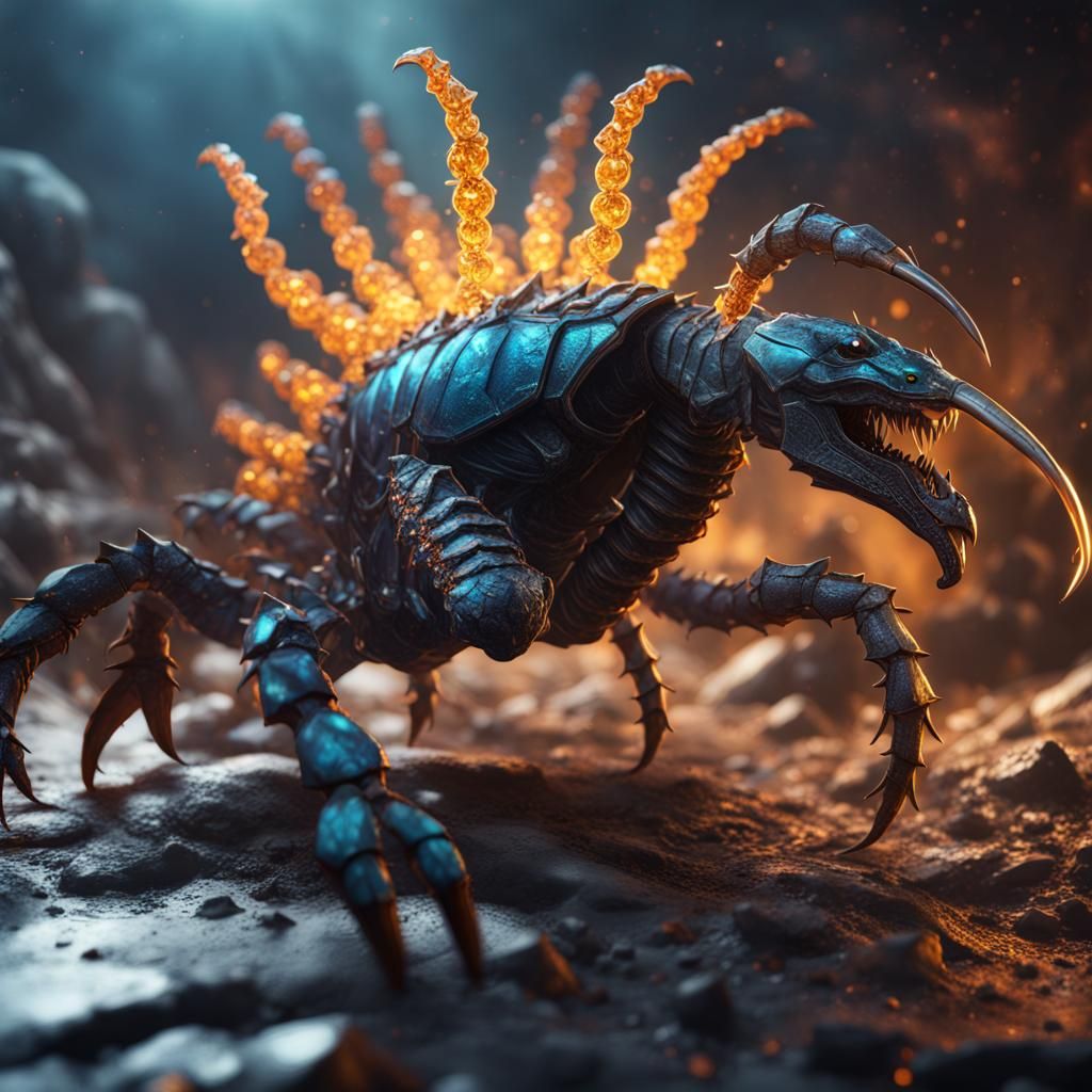 scorpion kaiju with crystals on it's back