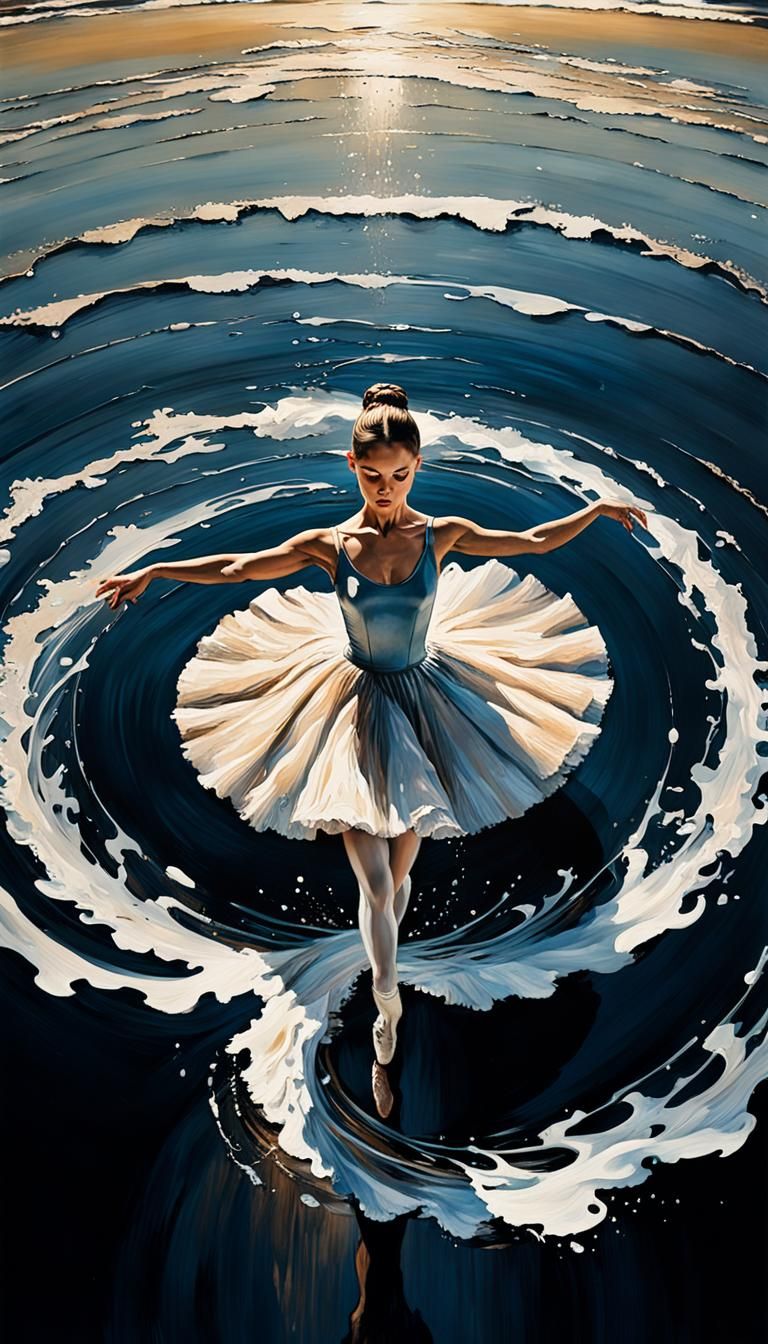 Serenade of Waves: Ballerina's Enchantment - AI Generated Artwork
