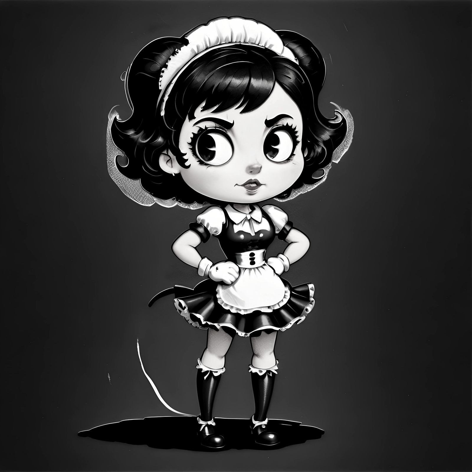 Beautiful cartoon maid angry