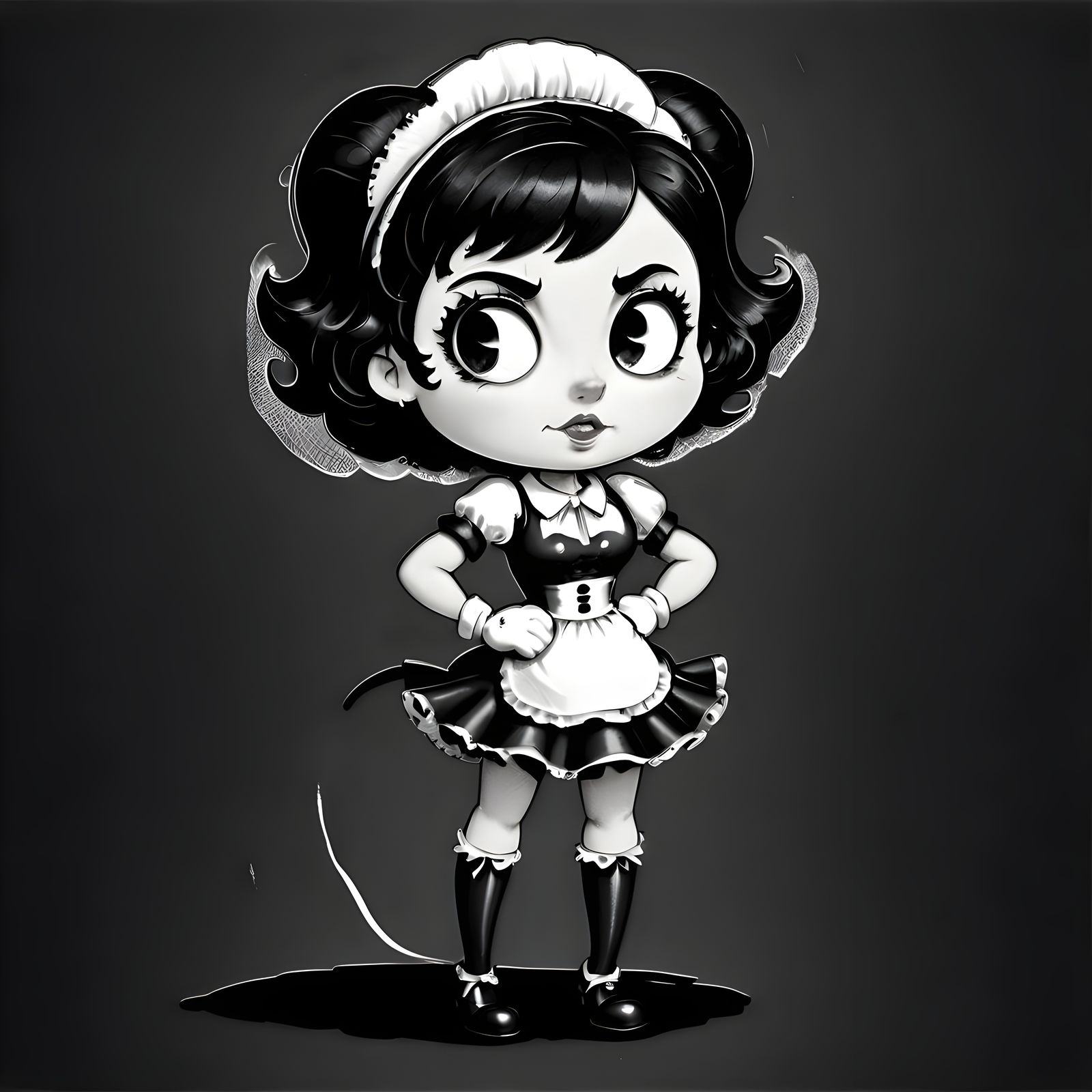 Beautiful cartoon maid angry