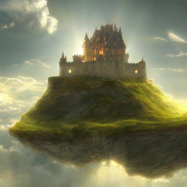 A castle in the clouds detailed matte painting 8k resolution concept ...