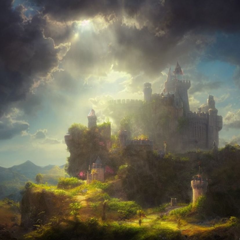 A castle in the clouds detailed matte painting 8k resolution concept ...