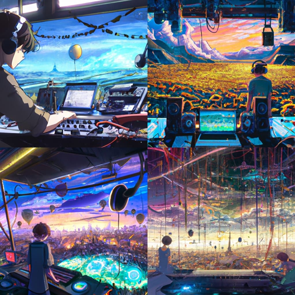 Woman, playing keyboard, Studio Ghibli, Anime Key Visual, by Makoto