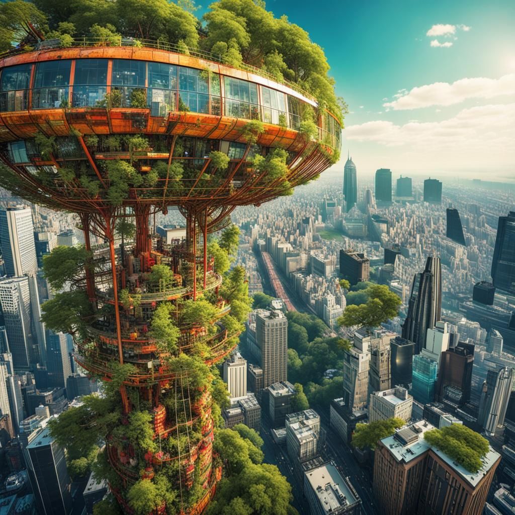Solarpunk metropolis by takanori aiba, maximalist, vibrant, ...
