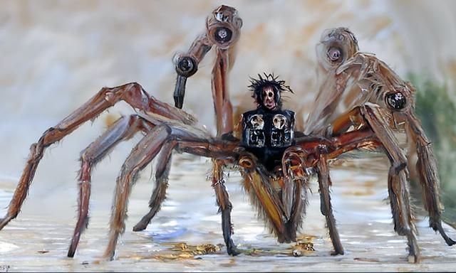 NECROBOTICS mechanical spider zombie Tim Burton primitivism oil on ...