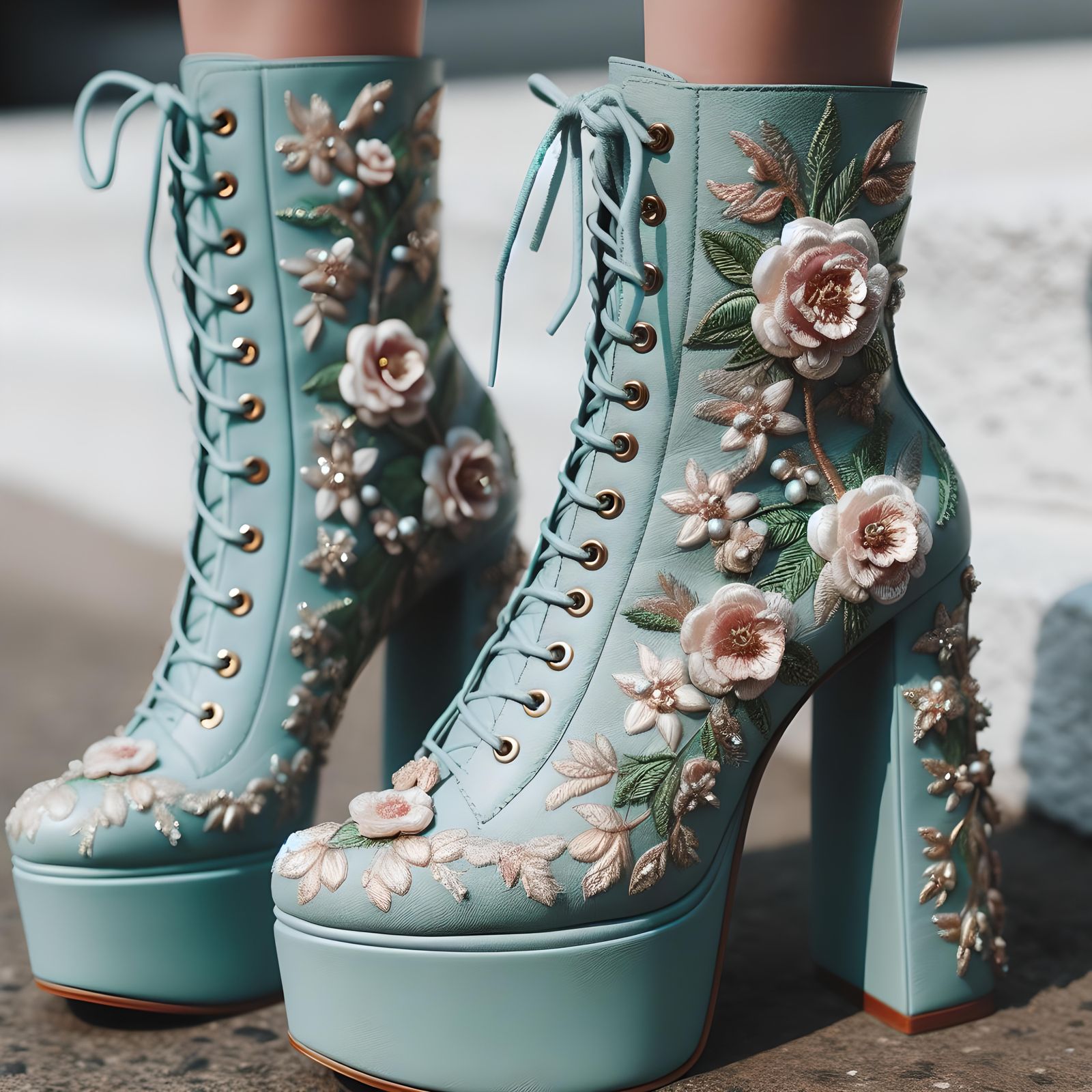 Teal platform boots III