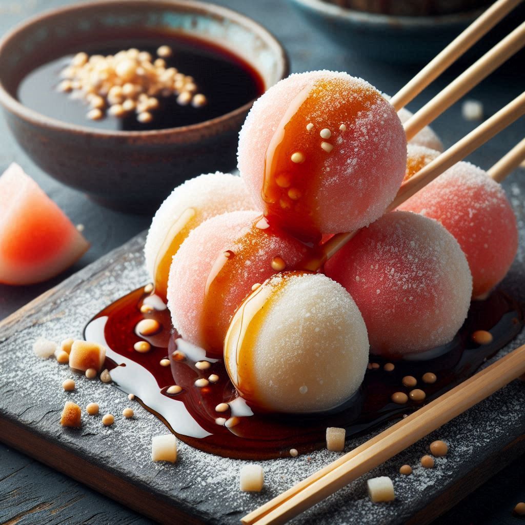 Mochi with sweet sauce