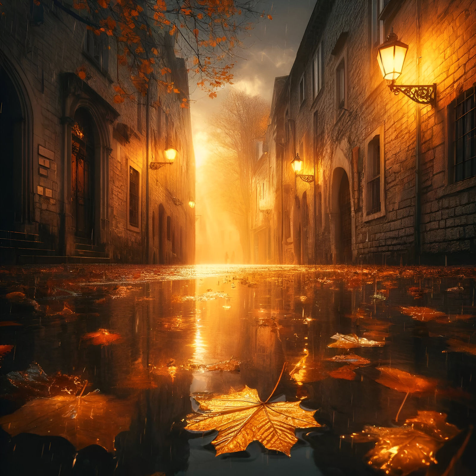 Whispers of Autumn Rain in an Old City