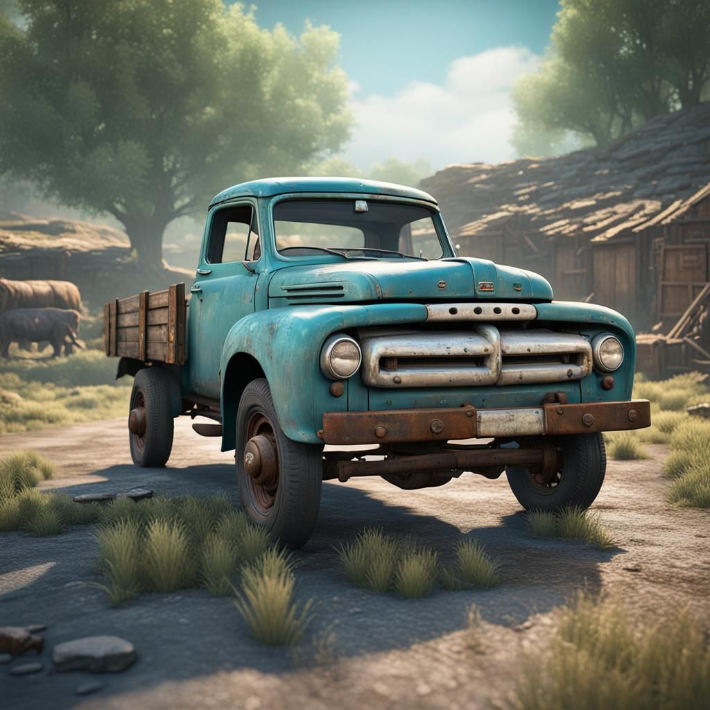 Rusty vintage ford truck,