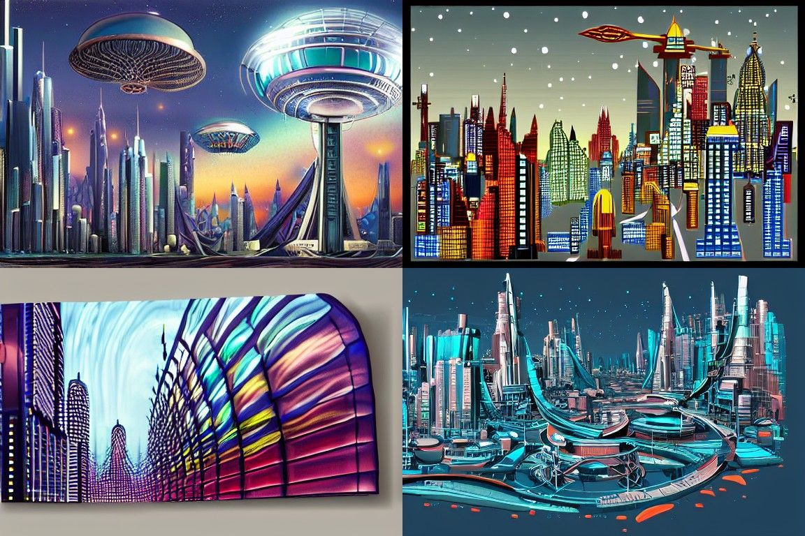 Sci-fi city in the style of Kinetic art