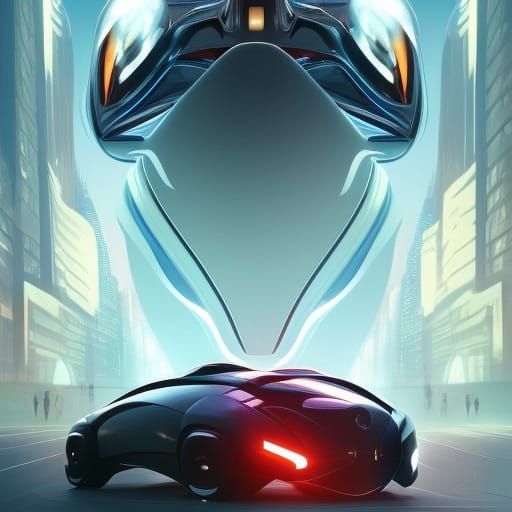 Futuristic car in futuristic city