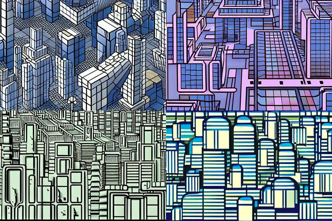 Sci-fi city in the style of Crystal Cubism