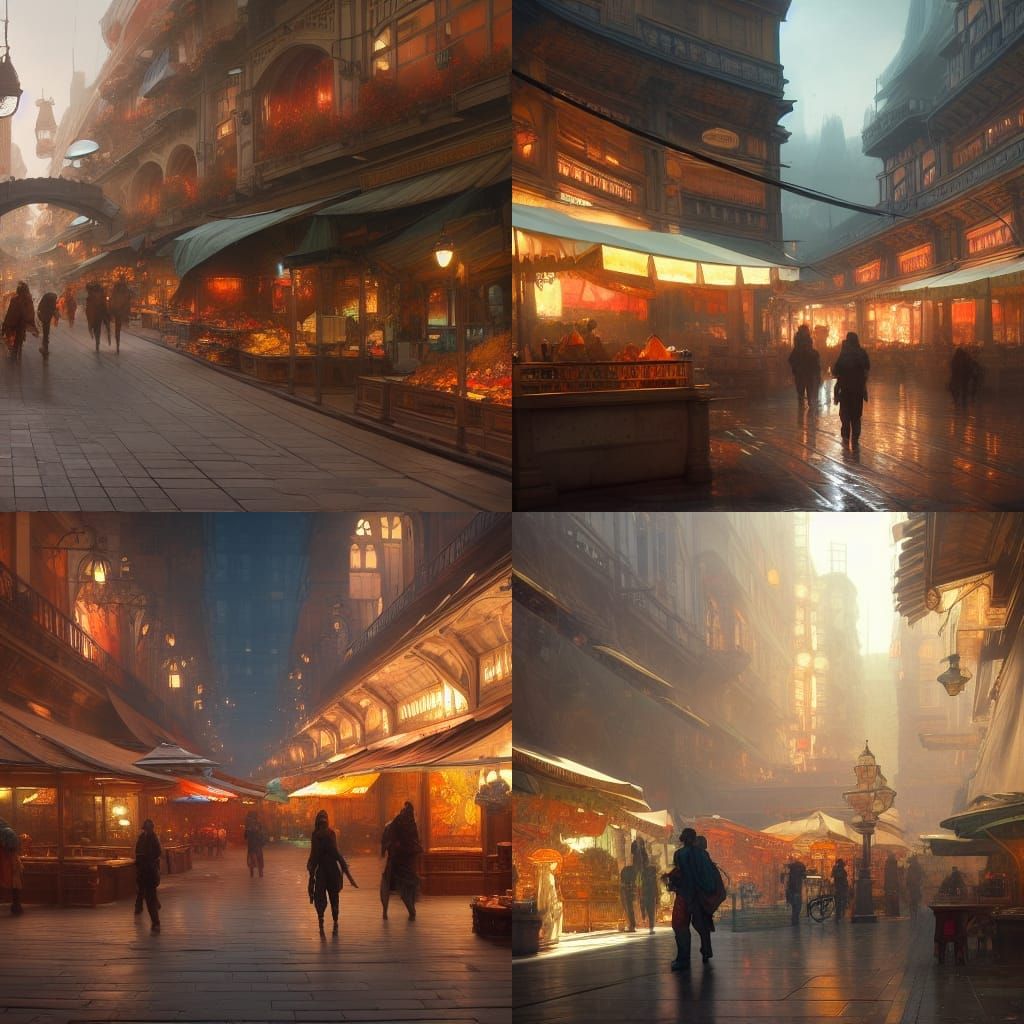 A quiet city marketplace