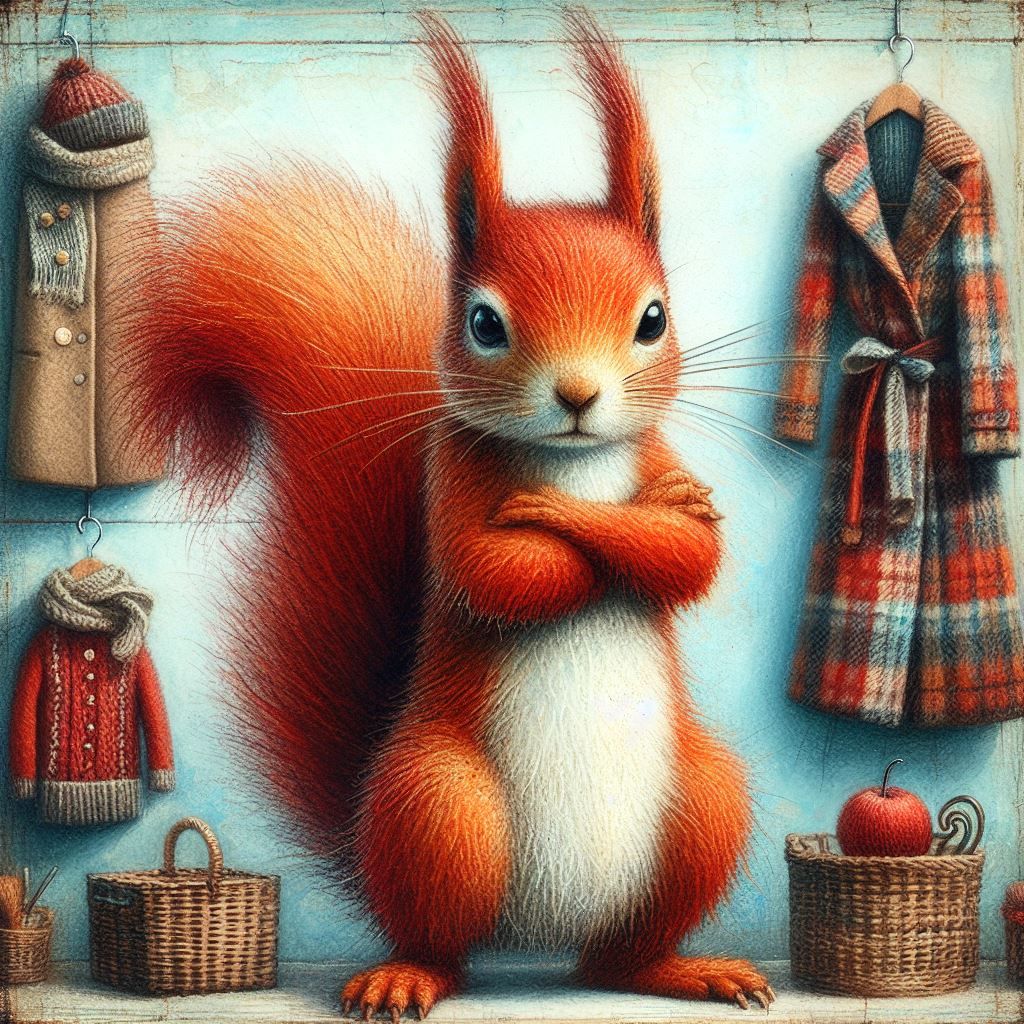 Squirrel. Missing her cutest dress.