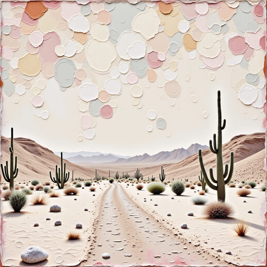 Southwestern Landscape in Collage and Encaustic Style