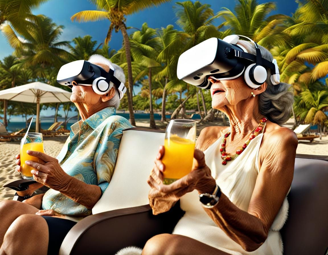 (Double exposure ethereal matrix of paradise vacation relaxi...