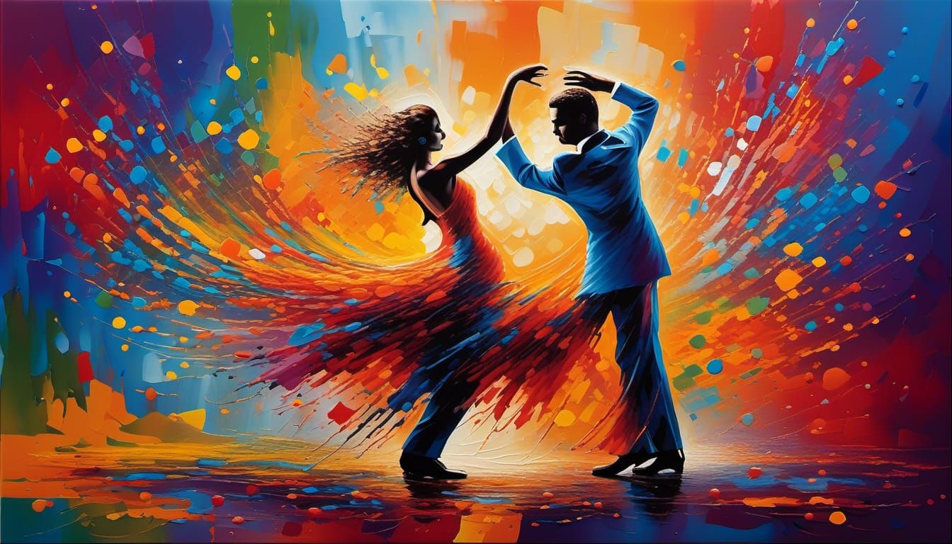 "Let's Dance" abstract art complementary colors fine details...