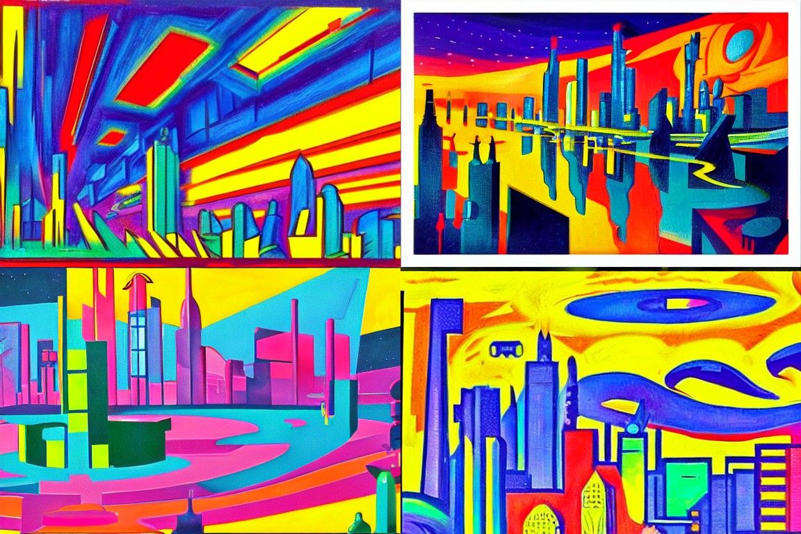 Sci-fi city in the style of Fauvism