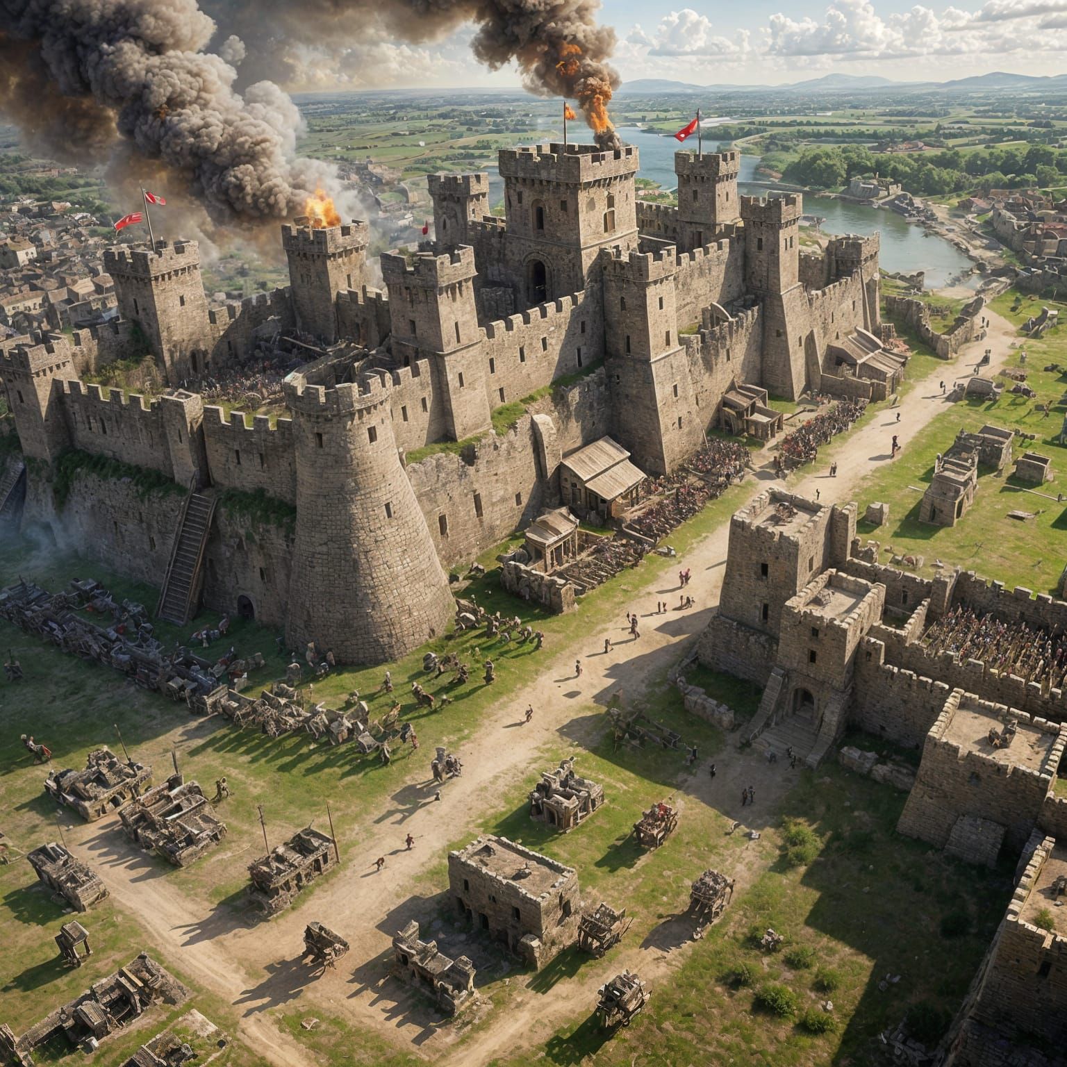 Epic Siege Warfare Aerial Battlefield Composition