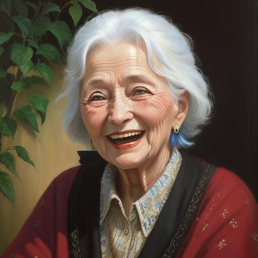 old woman full of joy