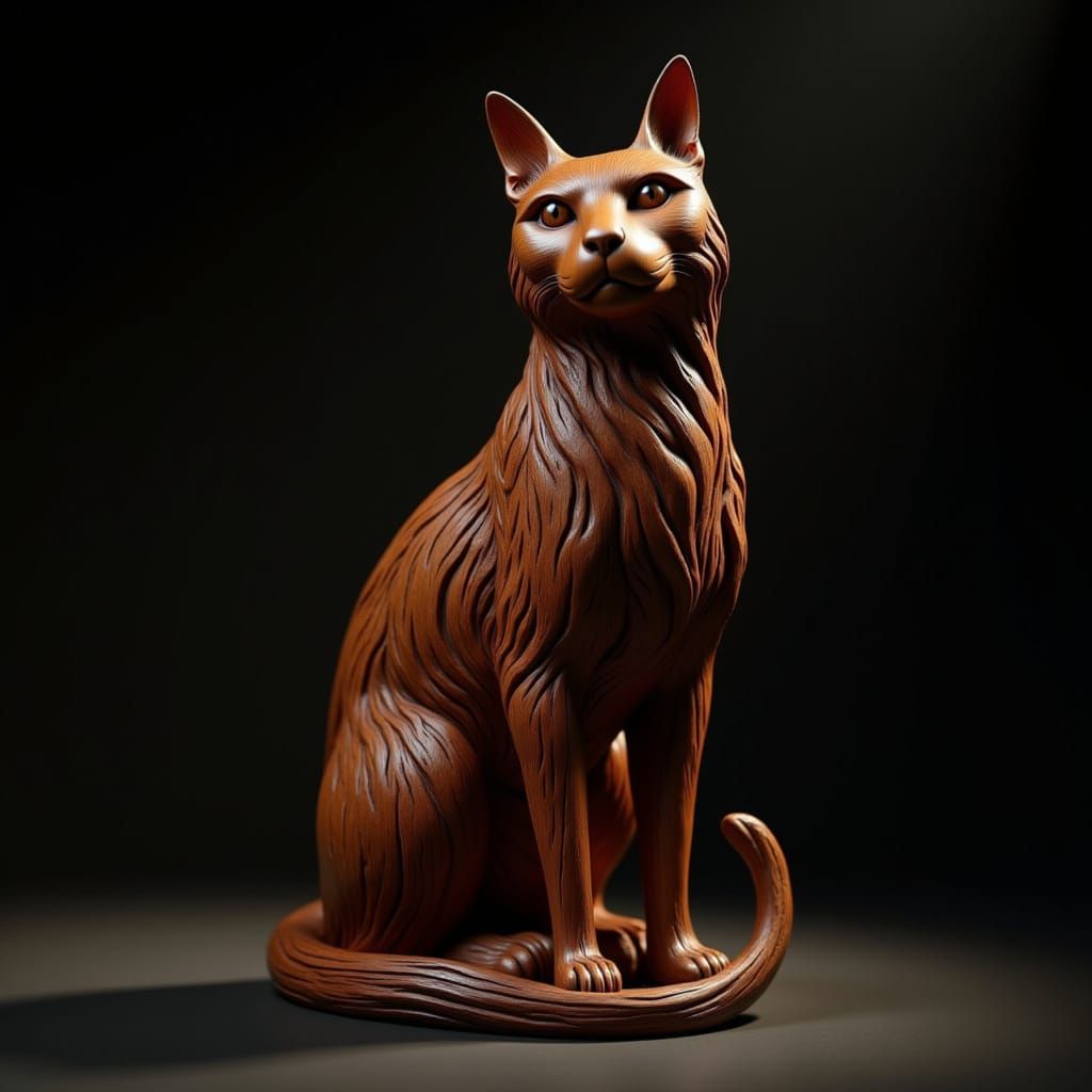 cat made of wood <lora:The Wood of Red:1.0>