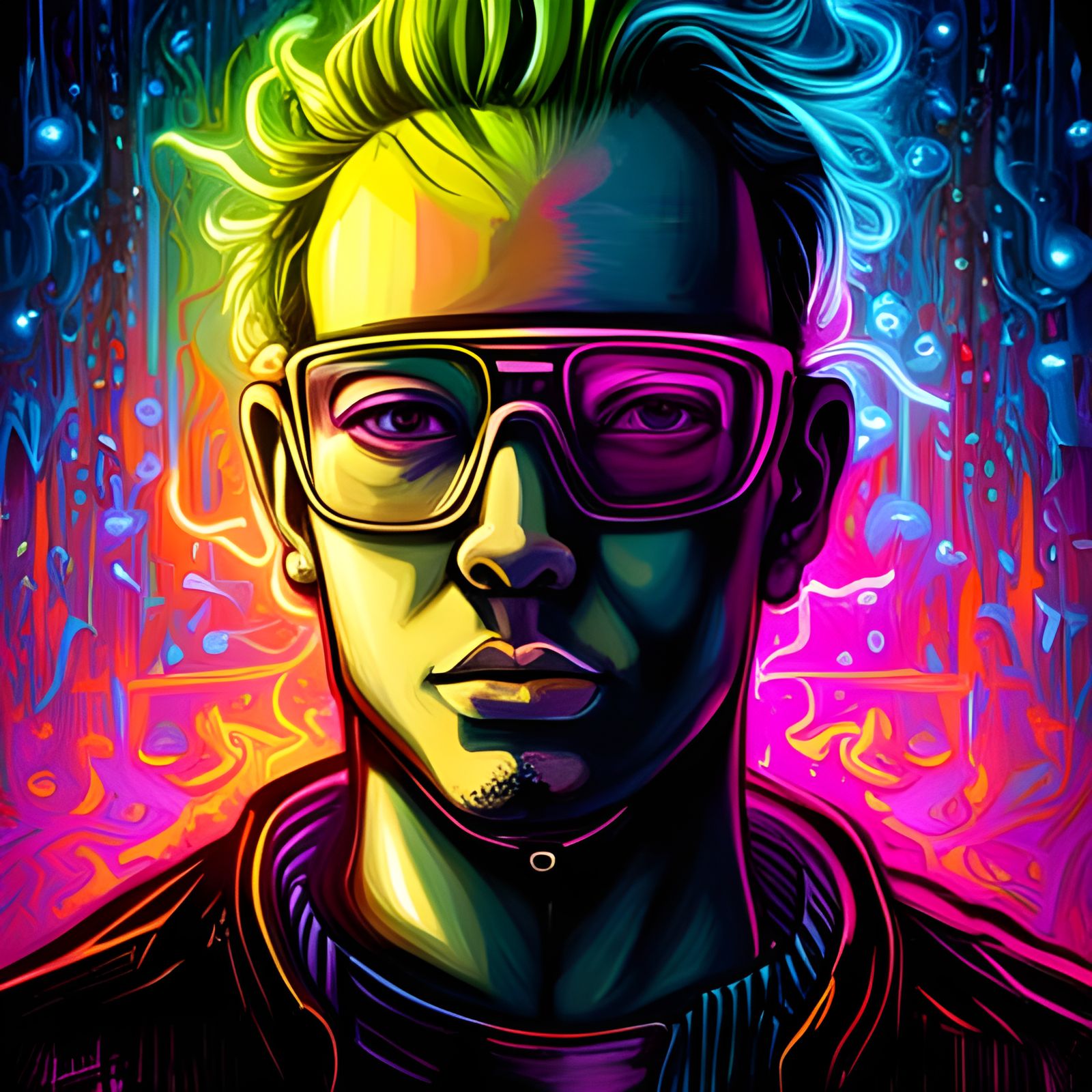 A portrait of a cyberpunk character, neon, - AI Generated Artwork ...