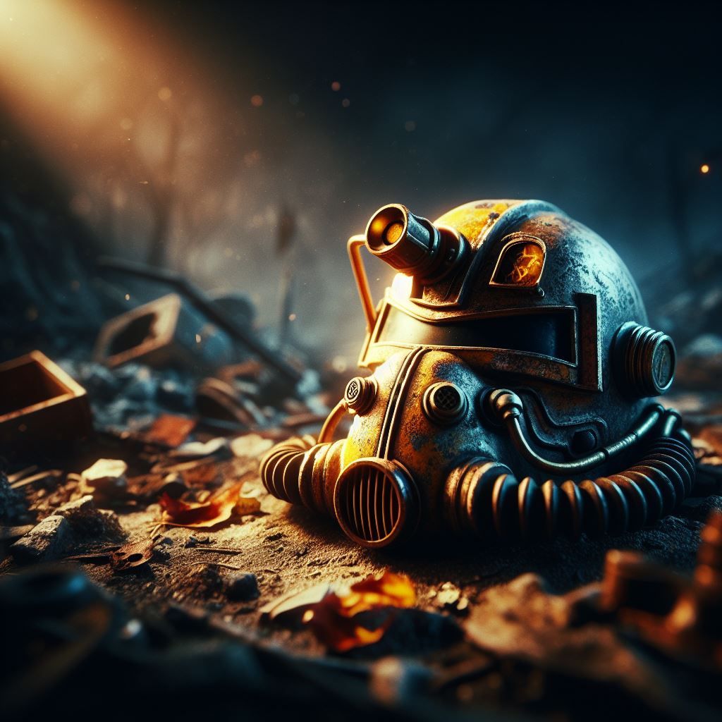 a lone Vault-Tec Pip-Boy helmet , Fallout