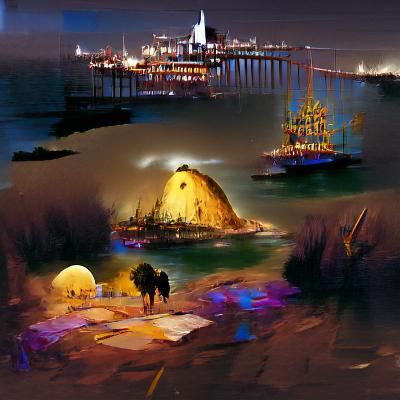 treasure island at night san francisco  concept art