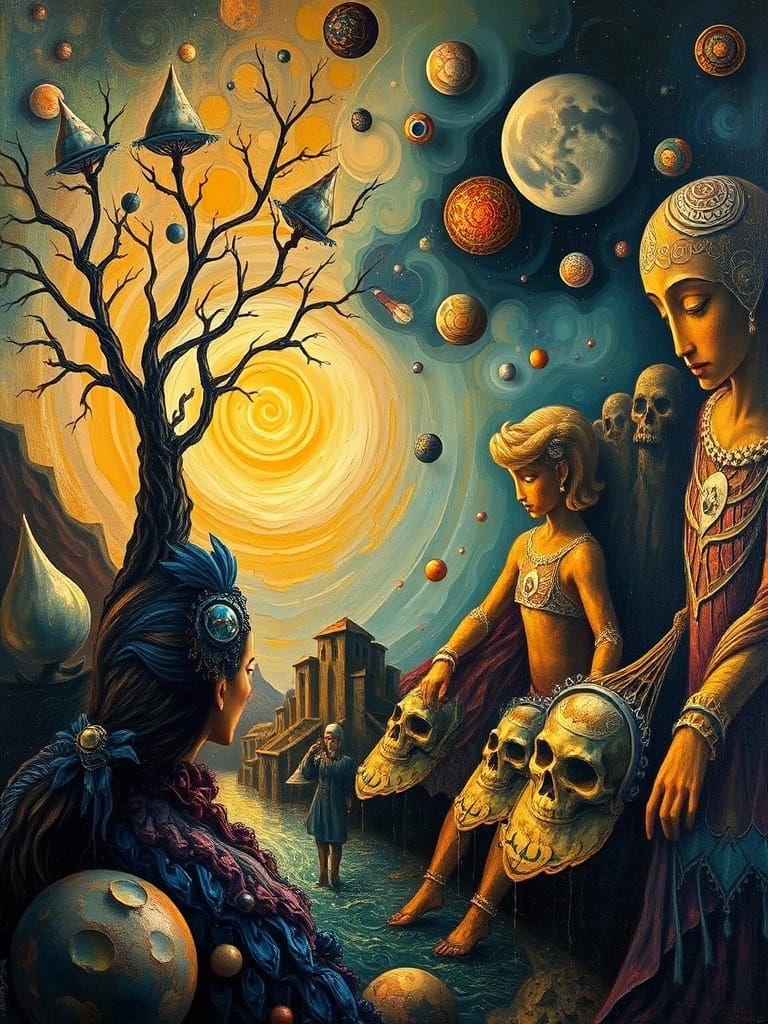 Surrealist Oil Painting with Dreamlike Quality
