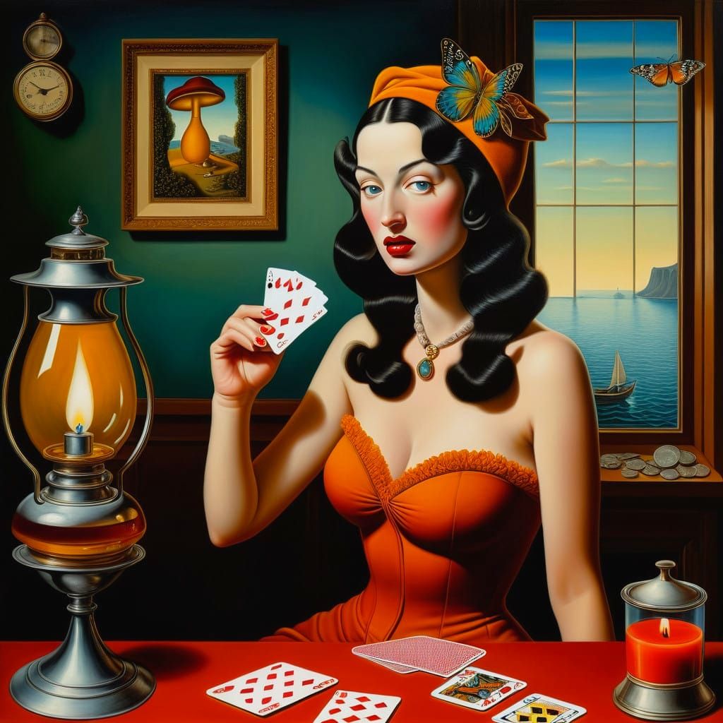 Ethereal Lady in Vibrant Surrealistic Landscape