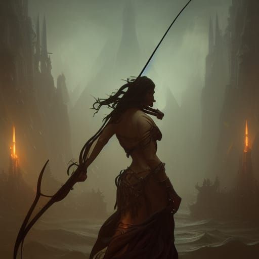 Dark Fantasy Masterpiece in Style of Alphonse Mucha