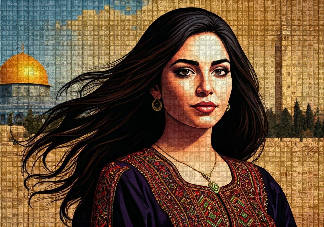 سارة (Sarah) | 🇵🇸 pointillism (Google Imagen 3.0 Fast)