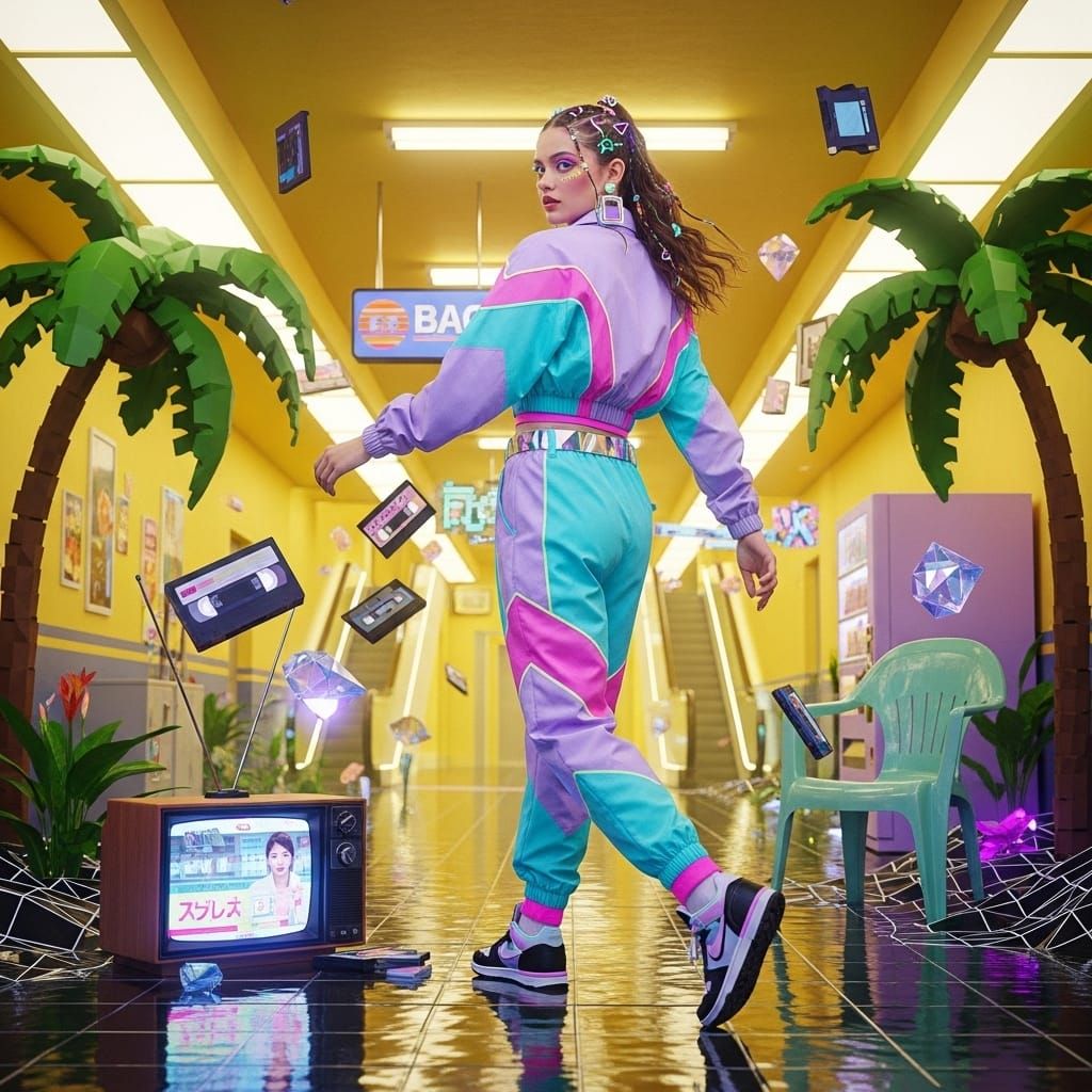 girls in Backrooms, liminal spaces, japanese and not, 80's s...