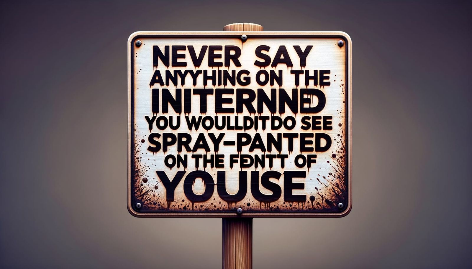 A Sign WIth writing "Never say anything on the internet you ...