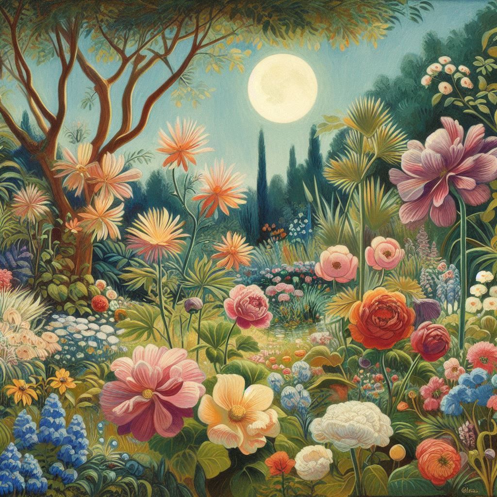 Toffoli and Rousseau, Flowers in a garden 7