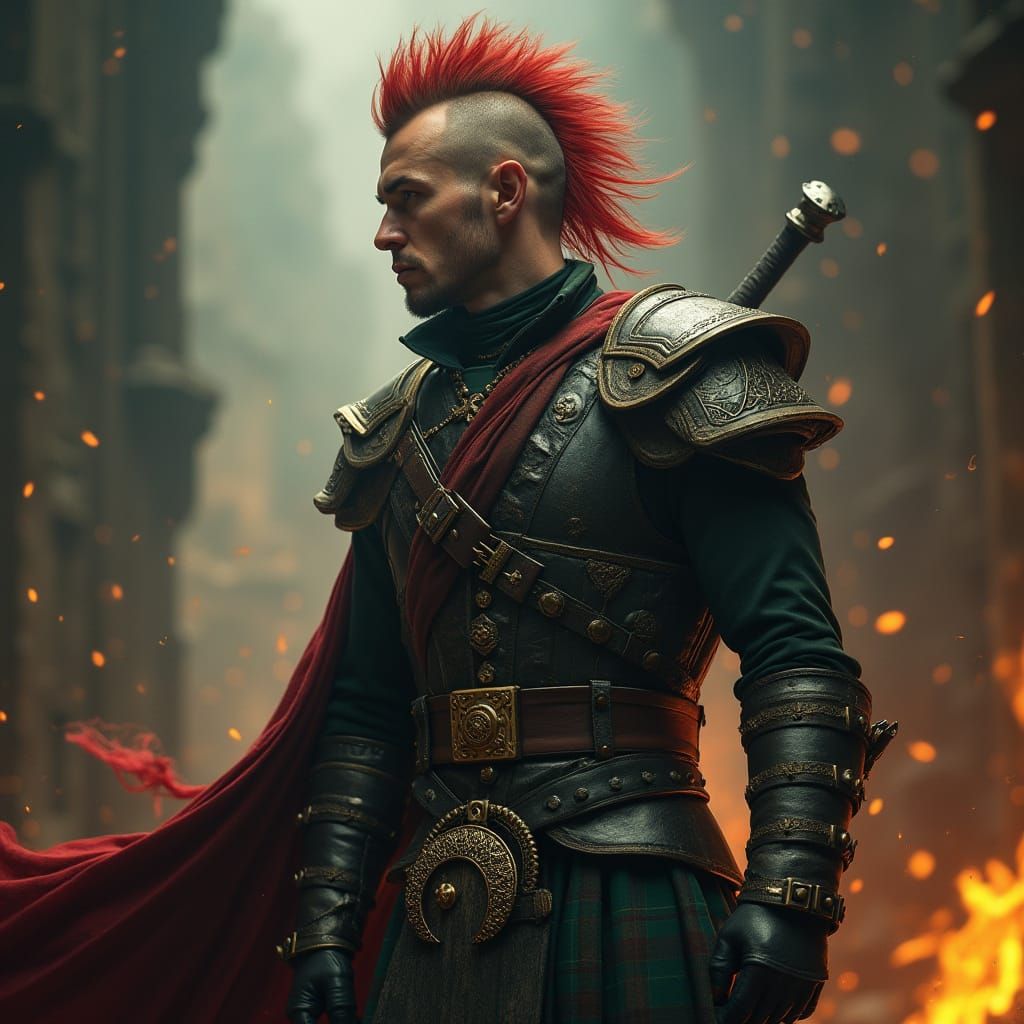 Epic Irish Warrior in Traditional Kilt