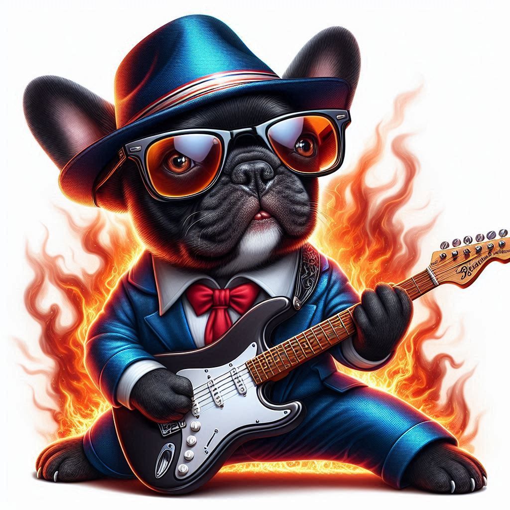 French Bulldog as little rockstar