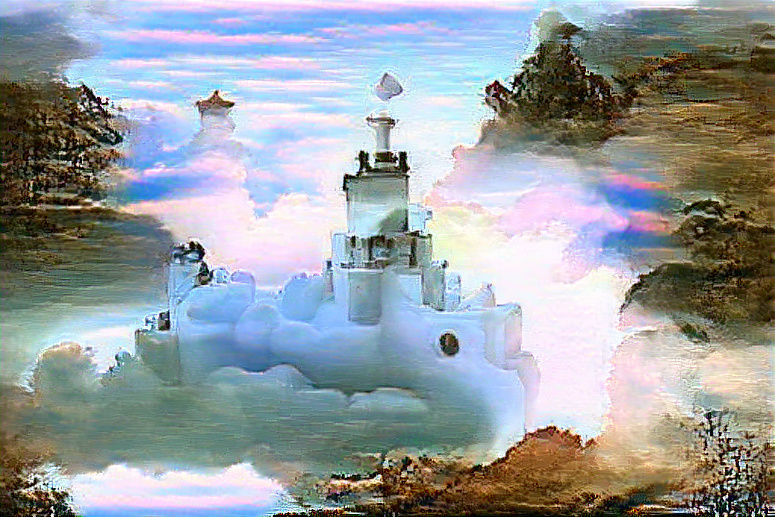 Airy foggy castle