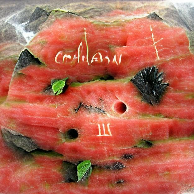 Ogham Watermelon (09) (Volcano Caldera Watermelon Rind)