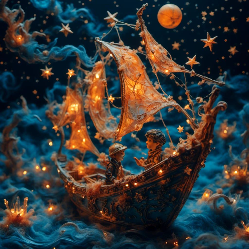 Sailing on a River of Stars (using Phosphora-fantasia, Pop-Up-Story and Smokescreen Loras by Sullivan-Shaw)  by @Drea