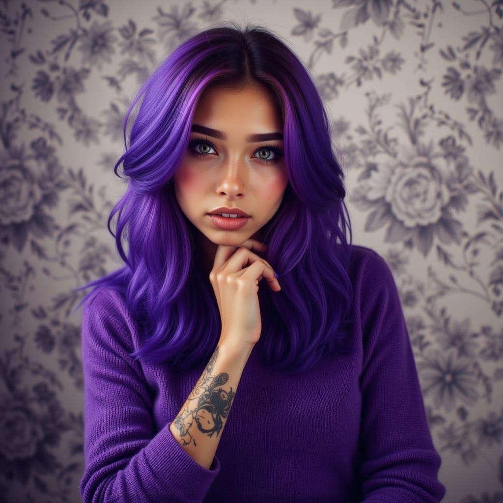 Woman in Purple Sweater