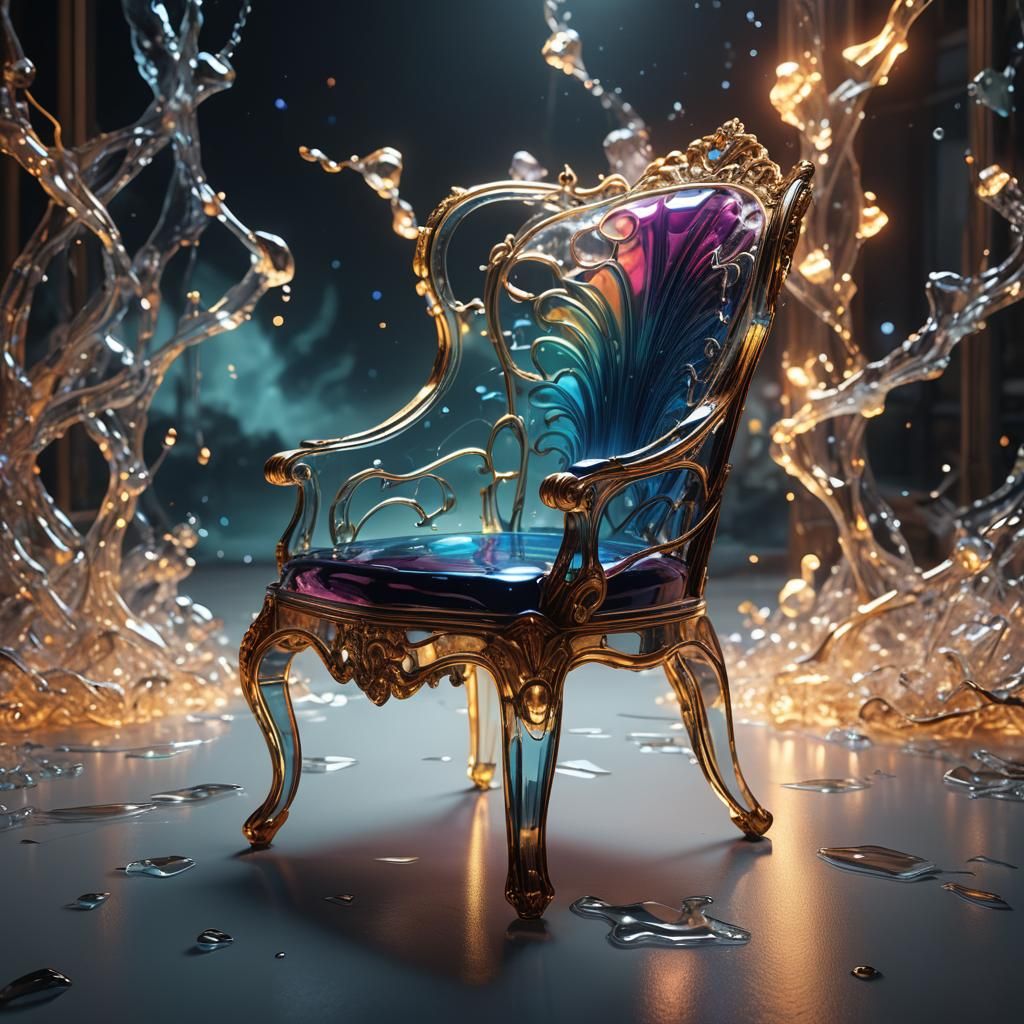 Glowing Glass Chair: Detailed Matte Painting