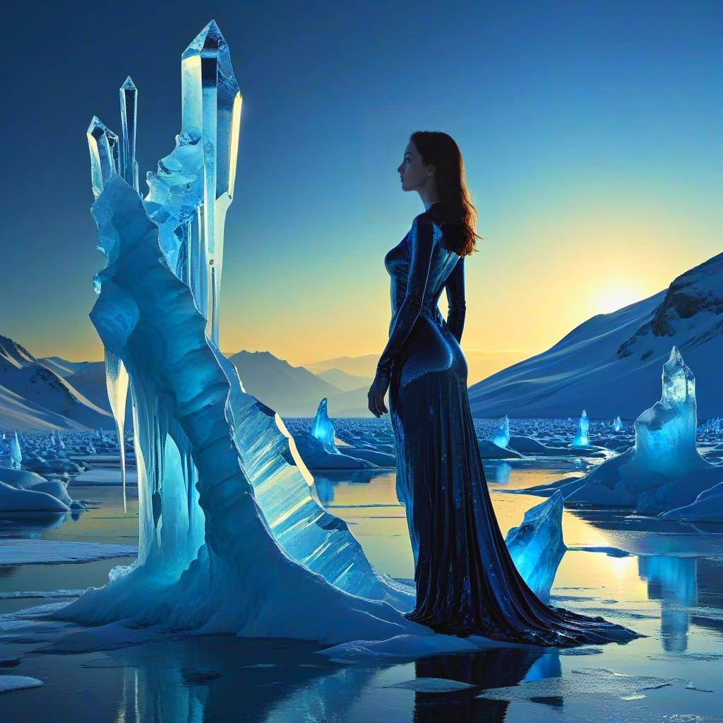 Enigmatic Surrealistic Landscape with Elegant Silhouette