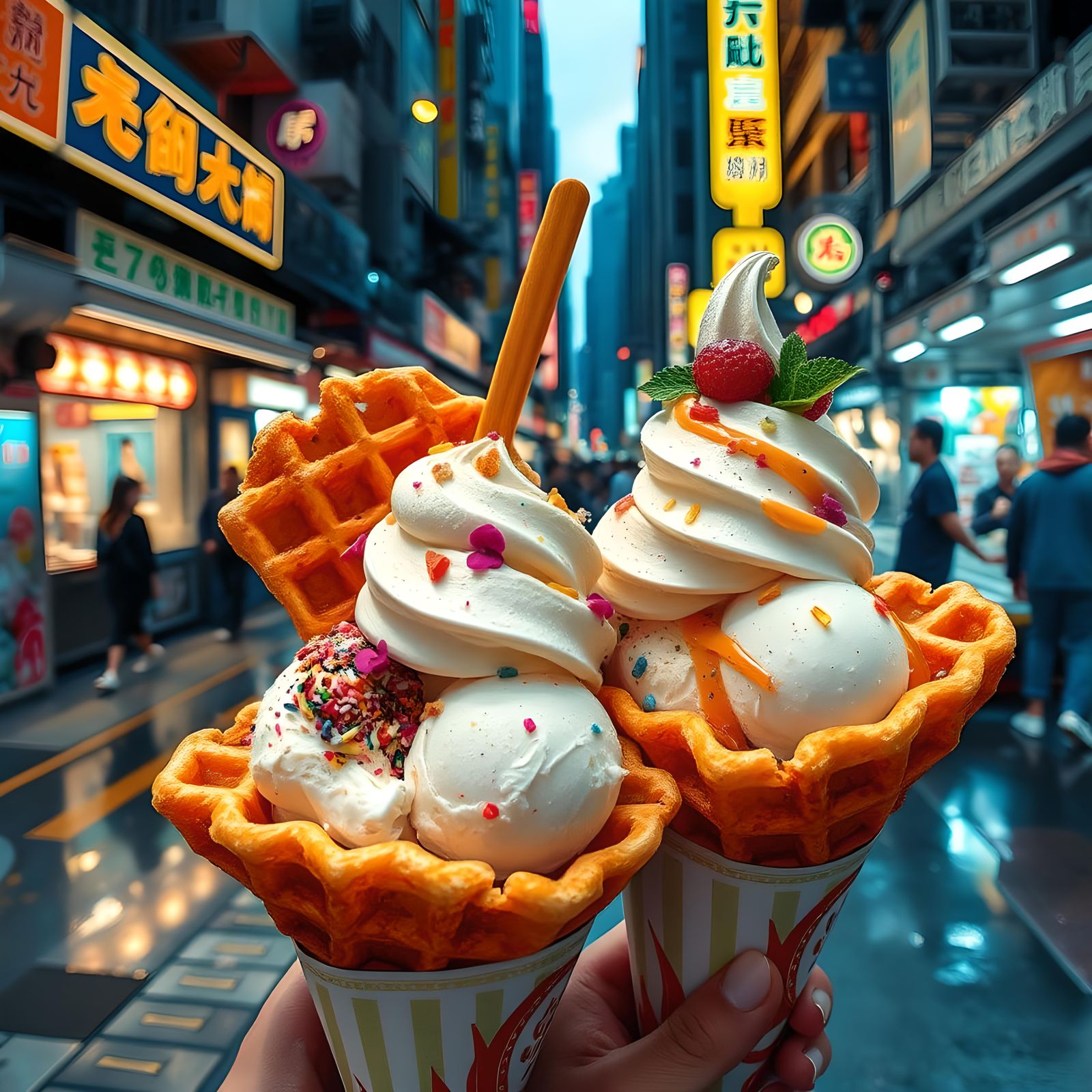 Hong Kong Egg Waffle Icecream Cone  by @Regandey