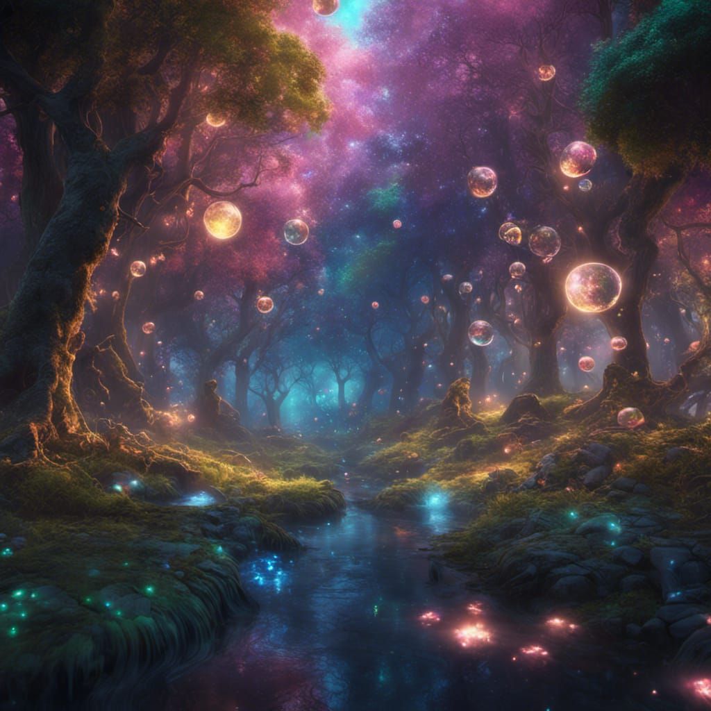 magical forest, glitter, bokeh, sparkle, shimmer, holographi...