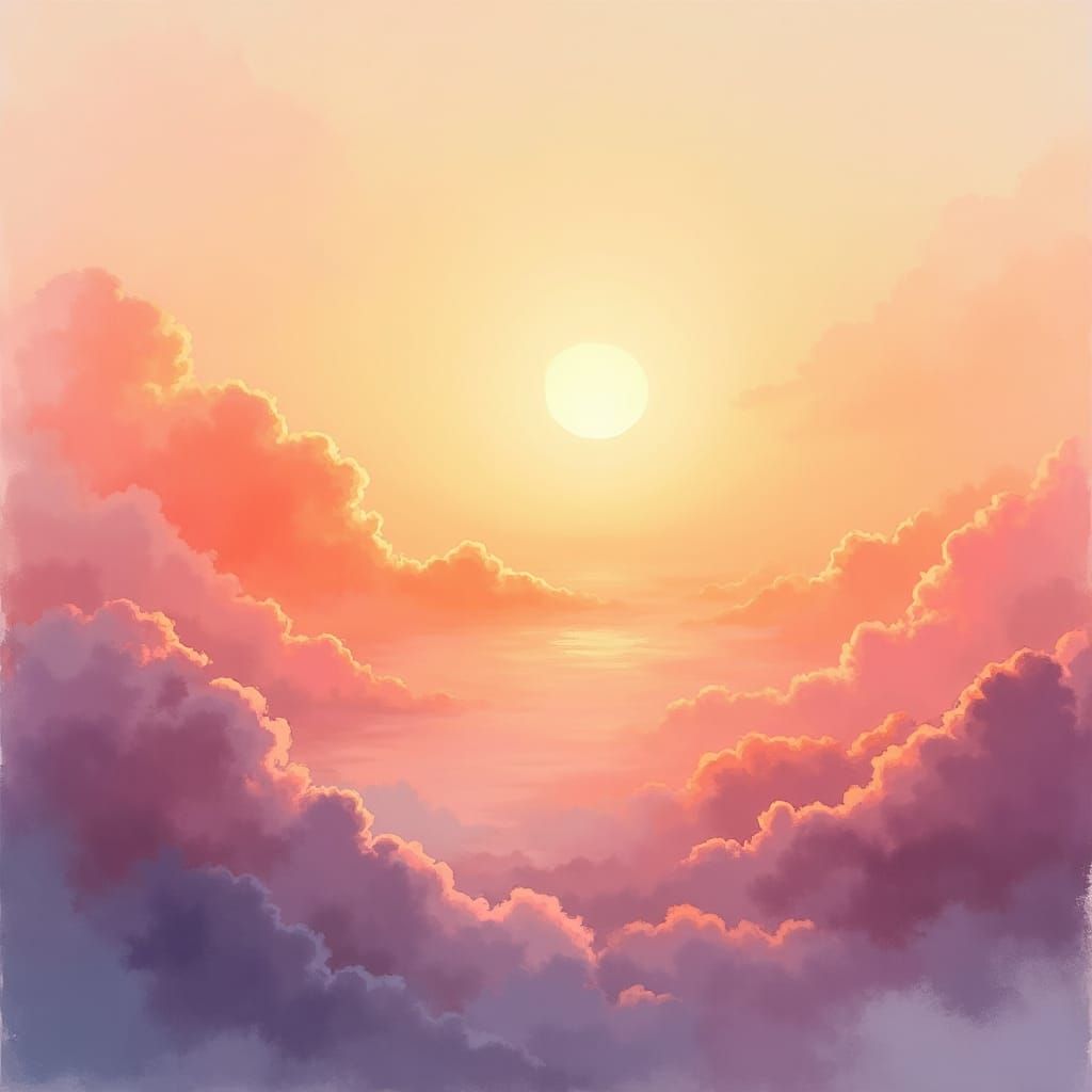 Vibrant Sunset Background in Impressionist Style