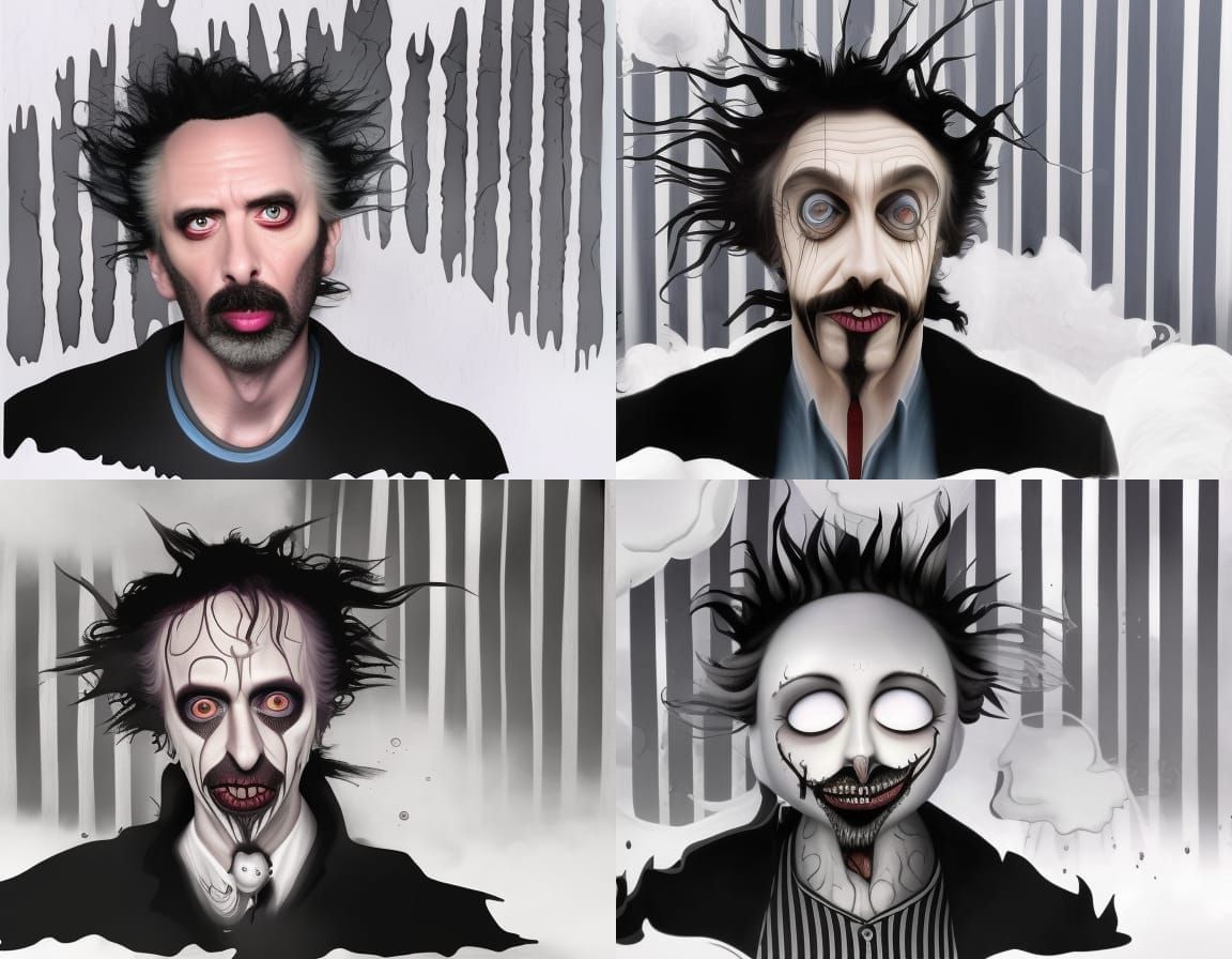 Tim Burton Hyperrealistic splash art concept art mid shot