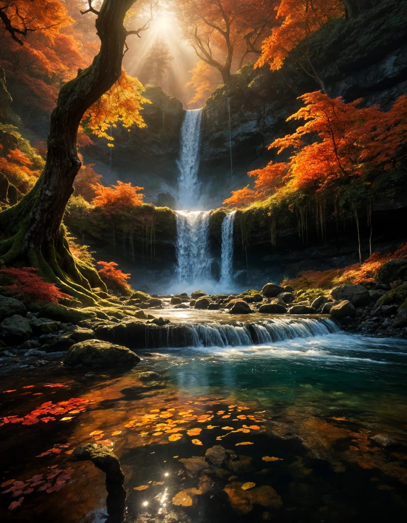 A hidden waterfall cascading into an emerald pool  by @AutumnBear