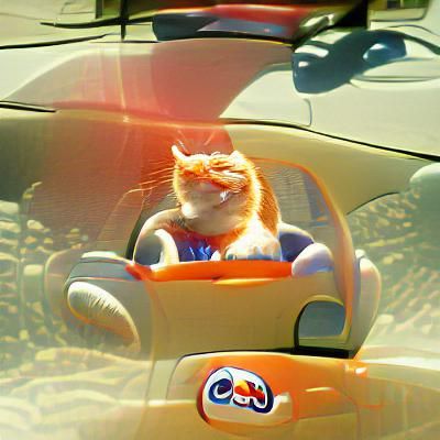 Cool cat driving a car in the sun
