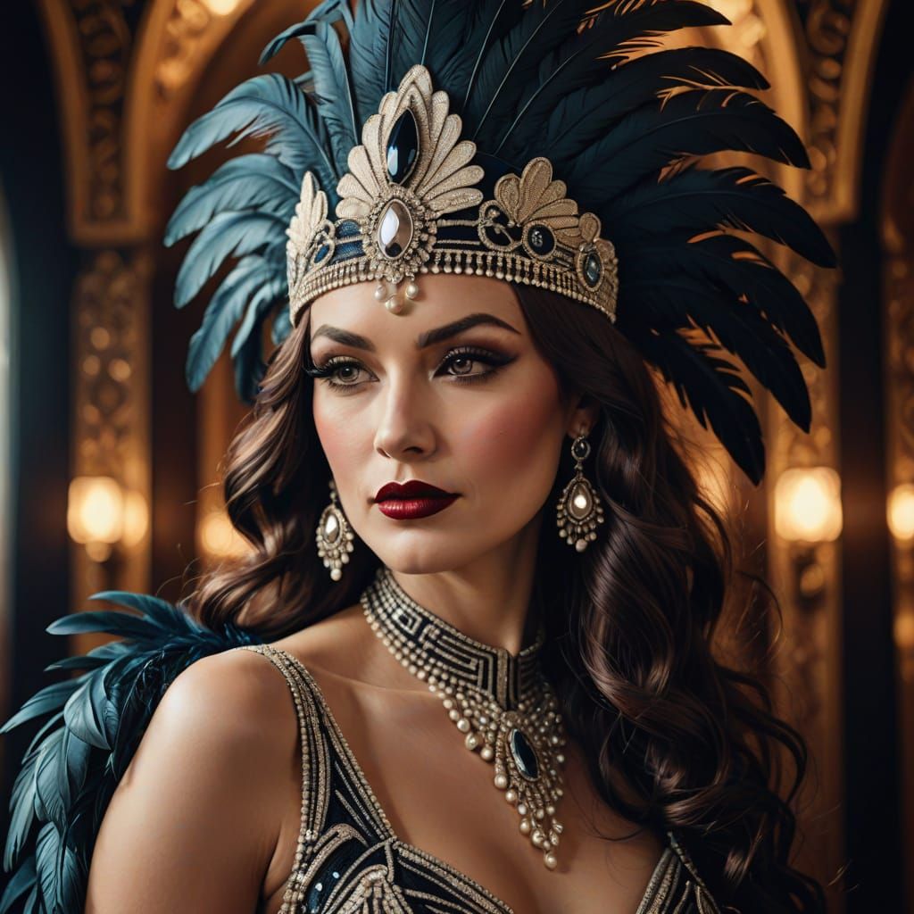 ,Woman long dark hair, elegant,exotic,retro,vintgae,art deco,retro,vintgae,Burlesque Showgirls
Challenge ...  by @Phoenixbursche